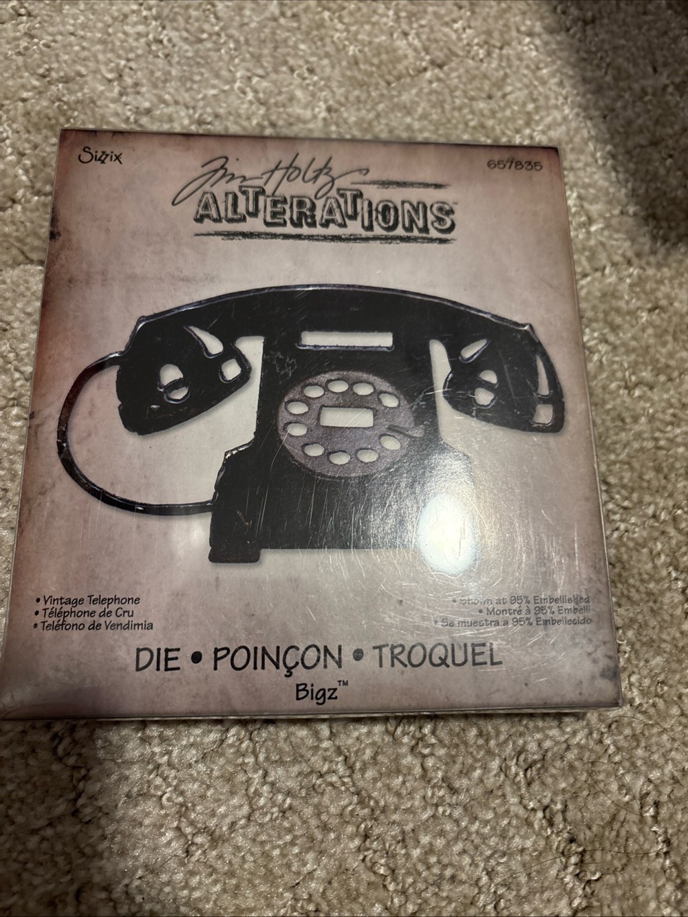 TIM HOLTZ Sizzix **VINTAGE TELEPHONE** Die BIGZ 657835 Alterations Scrapbook